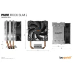 Aušintuvo be quiet! PURE ROCK SLIM 2 šoninis vaizdas, matomas ventiliatorius