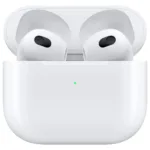 Apple AirPods (3rd generation) su matiniu paviršiumi ir įkrovimo dėžute