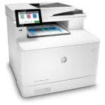 HP Color LaserJet Enterprise MFP M480f, šoninis vaizdas su valdymo panele