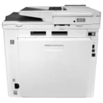 HP Color LaserJet Enterprise MFP M480f, vaizdas iš šono su atidarytu popieriaus dėklu
