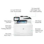 Spausdintuvo HP Color LaserJet Enterprise MFP M480f viršus su valdymo panele