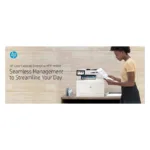 HP Color LaserJet Enterprise MFP M480f, vaizdas iš šono su atidarytu popieriaus dėklu
