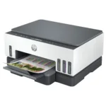 HP Smart Tank 7005 spausdintuvas, matomas iš šono su atidarytu dangčiu