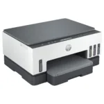 HP Smart Tank 7005 spausdintuvas, matomas iš šono su atidarytu dangčiu