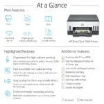 HP Smart Tank 7005 spausdintuvo užpakalinė dalis su jungtimis ir lizdais