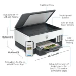 HP Smart Tank 7005 spausdintuvo priekinis vaizdas su valdymo panele