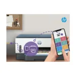 HP Smart Tank 7005 spausdintuvas, matomas iš šono su atidarytu dangčiu