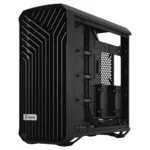 Fractal Design Torrent korpusas, matomas iš šono, su atidarytomis durelėmis