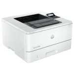 HP LaserJet Pro 4002dn spausdintuvas, matomas iš šono su LCD ekranu