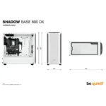 Korpusas be quiet! Shadow Base 800 DX White, matomas šoninis vaizdas su stiklu