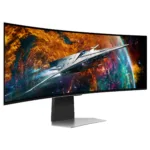 Monitorius Samsung G95SC, šoninis vaizdas su USB centru ir garsiakalbiais