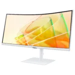 Samsung S65TC monitorius, matomas iš šono, rodo ekraną ir stovo dizainą