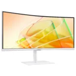 Monitorius Samsung S65TC, matomas iš šono, rodo ekraną ir stovo konstrukciją