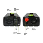 Green Cell Przetwornica napicia PowerInverter LCD 12 V 500W/1000W Przetwornica samochodowa z wywietlaczem - czysty sinus power adapter/inverter
