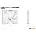 Korpuso aušintuvas be quiet! Pure Wings 3 120mm PWM (BL110), baltos spalvos, vaizdas 5