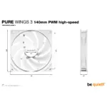 Korpuso aušintuvas be quiet! Pure Wings 3 140mm PWM high-speed (BL113), baltos spalvos, vaizdas 5