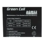 Green Cell AGM02 UPS baterija, šoninis vaizdas su jungtimis