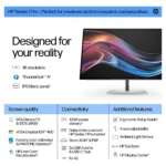 Monitorius HP Series 7 Pro 27 inch 4K Thunderbolt 4 Monitor - 727pk (8J9G2AA#ABB), vaizdas 6