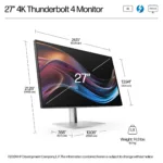 Monitorius HP Series 7 Pro 27 inch 4K Thunderbolt 4 Monitor - 727pk (8J9G2AA#ABB), vaizdas 8