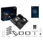 Motininė plokštė ASUS PRO WS W790E-SAGE SE, viršutinė peržiūra su jungtimis