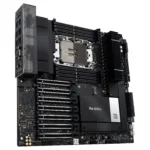 Motininė plokštė ASUS PRO WS W790E-SAGE SE, viršutinis kampas, matomi jungčių lizdai