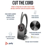 HP Poly Voyager 4320 UC Stereo USB-A Headset +BT700 USB-A Adapter +Charging Stand