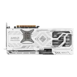 Asrock Steel Legend Radeon RX 9070 OC, vaizdo plokštės šonas su jungtimis