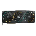 GIGABYTE GeForce RTX 5080 GAMING OC 16G vaizdo plokštė iš šono, rodo jungtis