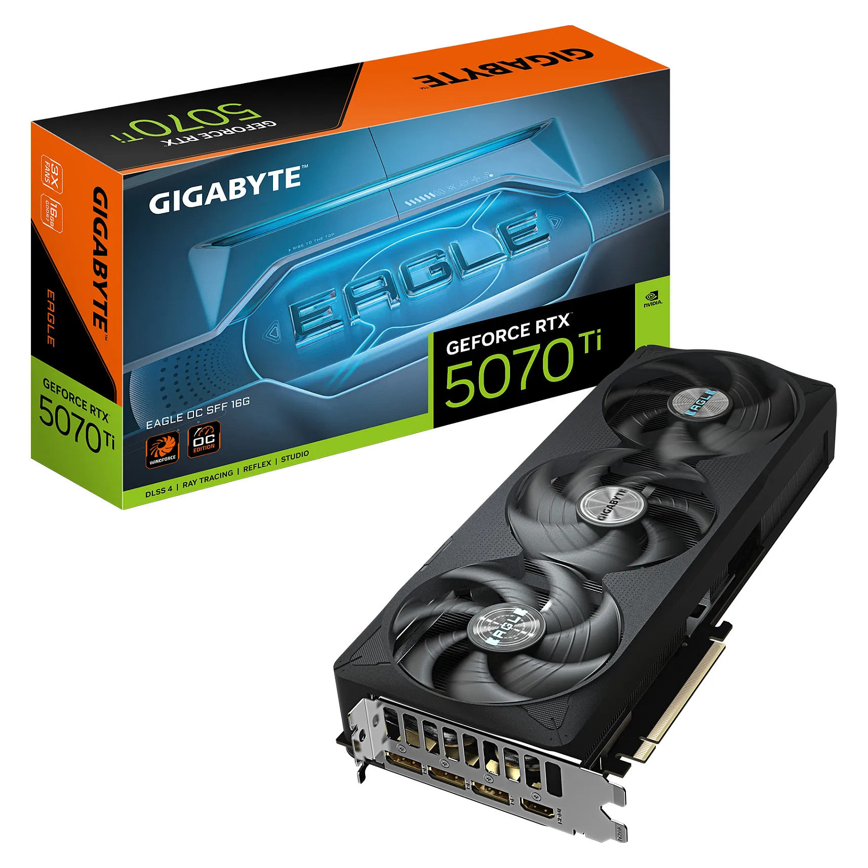 GIGABYTE GeForce RTX 5070 Ti EAGLE OC SFF 16G GIGABYTE GeForce RTX 5070 Ti EAGLE OC SFF 16G su 16GB GDDR7 atmintimi