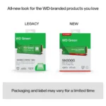 Western Digital Green WD SN3000 NVMe SSD M.2, šoninis vaizdas su jungtimis