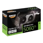 Vaizdo plokštė INNO3D GeForce RTX 5060 Ti TWIN X2 OC, šoninis vaizdas