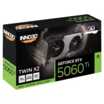 Vaizdo plokštė INNO3D GeForce RTX 5060 Ti TWIN X2, šoninis vaizdas
