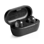 Teufel REAL BLUE TWS 3 ausinės, matomos iš šono, su akumuliatoriaus indikatoriais