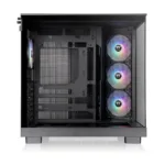 Korpusas Thermaltake View 380 XL TG ARGB, šoninis vaizdas su trimis 120 mm ventiliatoriais
