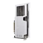 XFX RX-9060 XT vaizdo plokštė, matoma iš šono su trimis ventiliatoriais