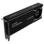 Vaizdo plokštė Sapphire AMD RADEON AI PRO R9700, šoninis vaizdas su aušinimo ventiliatoriumi