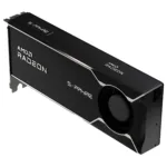 Vaizdo plokštė Sapphire AMD RADEON AI PRO R9700, iš šono, su matomu ventiliatoriumi