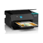 Epson EcoTank ET-2950 spausdintuvas, matomas iš šono, su atidarytu popieriaus dėklu