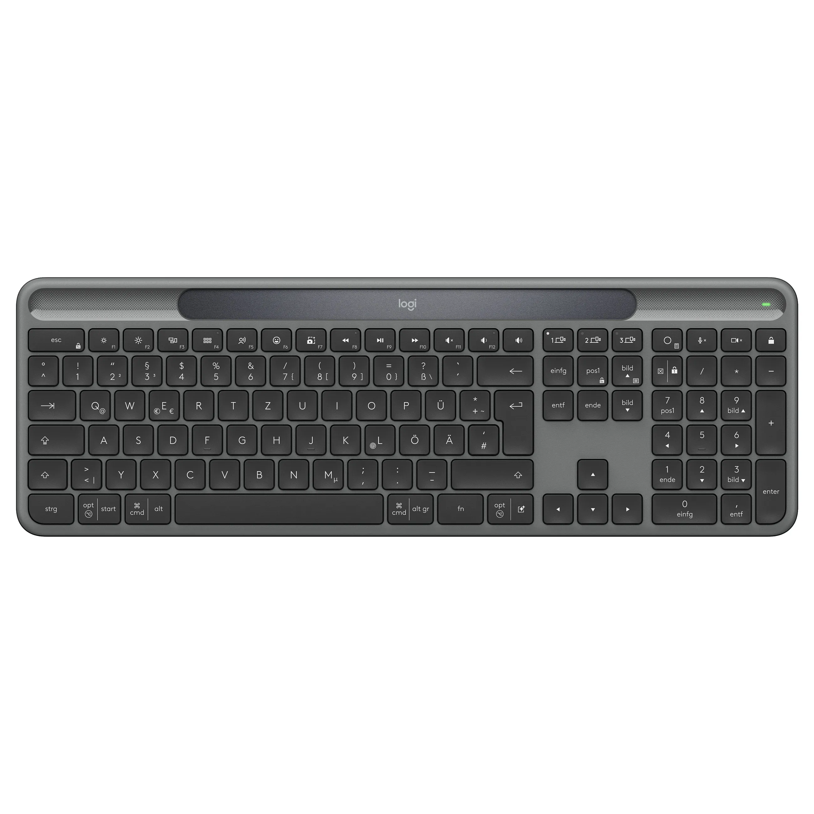 Logitech Signature Slim Solar+ K980 Bluetooth Logitech Signature Slim Solar+ K980 klaviatūra, bevielė su QWERTZ išdėstymu