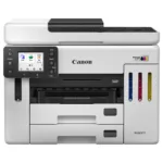 Canon MAXIFY GX7150 spausdintuvas, matomas iš šono su atidarytu popieriaus dėklu