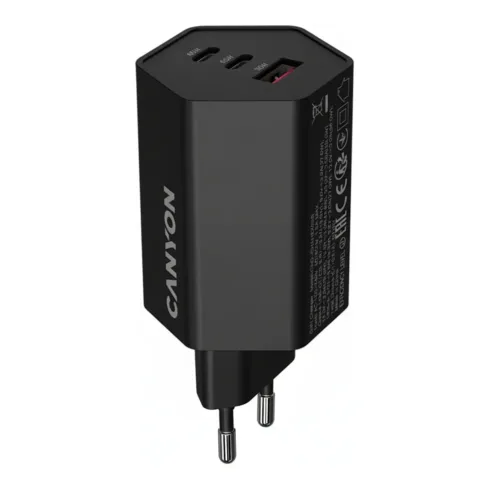 Canyon HEXAGON 65W kroviklis su 2xPD ir 1xQC, juodas