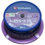 Garso įrangos priedas Verbatim DVD+R Double Layer 8x Matt Silver 25pk Spindle (43757), vaizdas 2