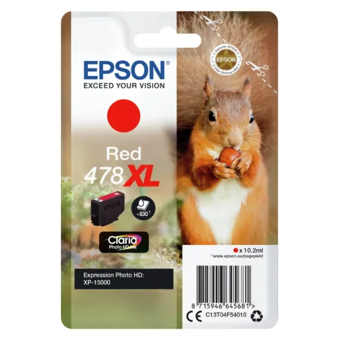 Rašalo kasetė Epson Squirrel Singlepack Red 478XL Claria Photo HD Ink (C13T04F54010)