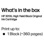 Rašalo kasetė HP 301XL High Yield (CH563EE), juodos spalvos, vaizdas 4