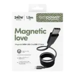 USB-C laidas ar adapteris PanzerGlass empower by Magnetic 240W USB-C to USB-C Cable, USB 2.0, 1.5M (EM68208), vaizdas 3