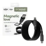 USB-C laidas ar adapteris PanzerGlass empower by Magnetic 240W USB-C to USB-C Cable, USB 2.0, 1.5M (EM68208), vaizdas 5