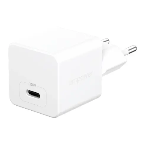 Apsauginis stiklas PanzerGlass empower by Turbo 30W Charger Single USB-C, EU Plug (EM52411), sidabrinės ir baltos spalvos