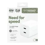 Apsauginis stiklas PanzerGlass empower by Turbo 45W Charger incl. 2 x (EM58685), sidabrinės ir baltos spalvos, vaizdas 3