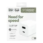Apsauginis stiklas PanzerGlass empower by Turbo 35W Charger incl. USB-C + (EM51576), sidabrinės ir baltos spalvos, vaizdas 3