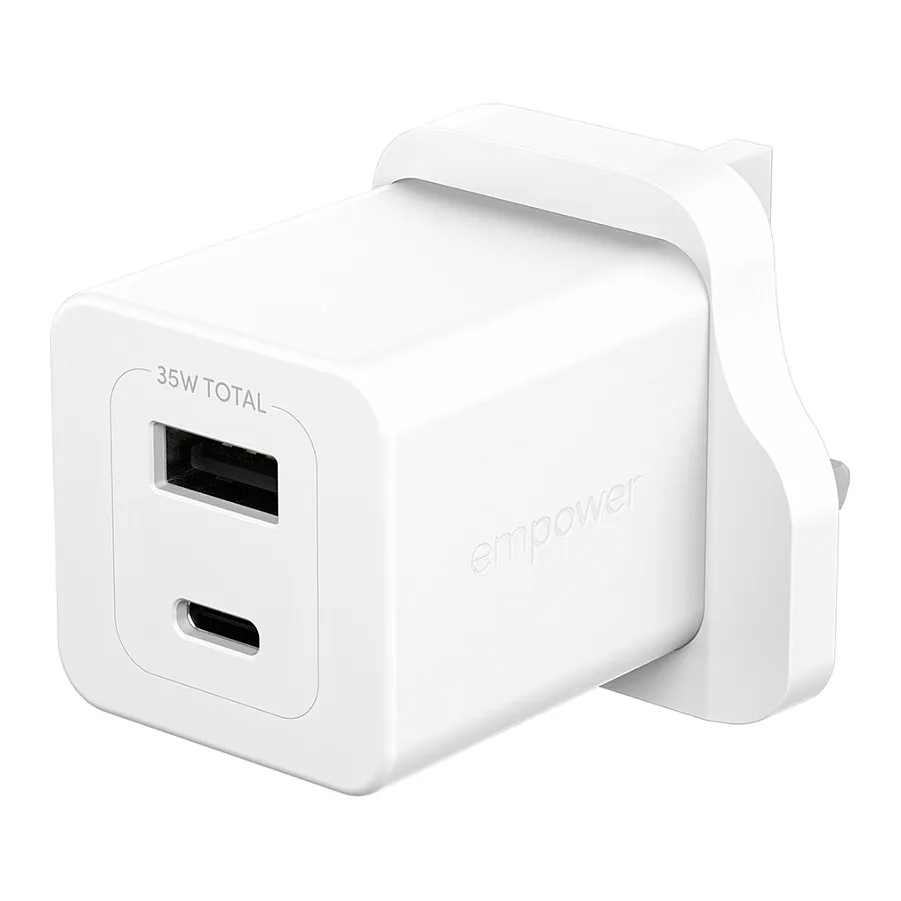 PanzerGlass empower™ by ® Turbo 35W Charger incl. USB-C + USB-A | UK Plug| Silver White Apsauginis stiklas PanzerGlass empower by Turbo 35W Charger incl. USB-C + USB-A, UK (EM51576), sidabrinės ir baltos spalvos